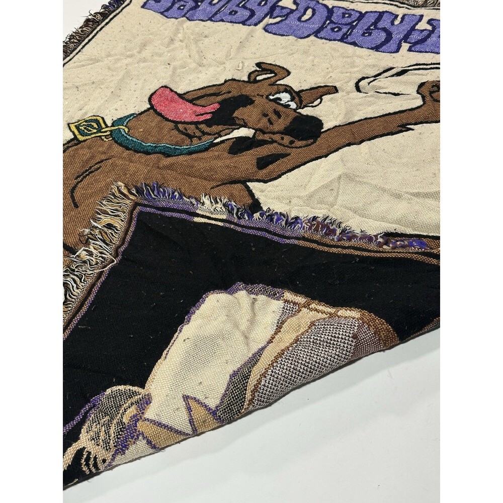 Vintage 90s Scooby Doo Skateboarding Throw Blanket Woven Tapestry 59x46 Rare HTF - Picture 6 of 13